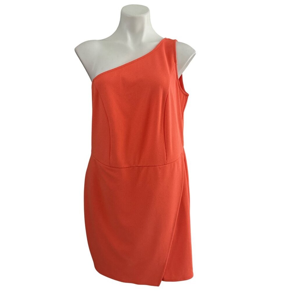 Torrid NWT Poly Crepe One Shoulder Wrap Skirt Romper, Orange Women's Size 12